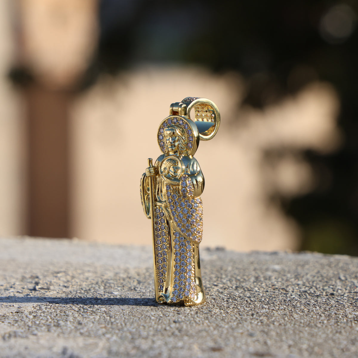 Iced 3D San Judas Pendant - Gold