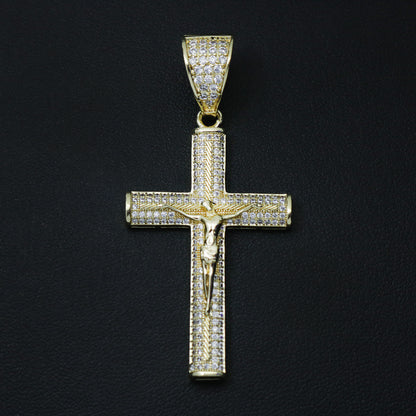 Iced Crucifix Pendant - Gold