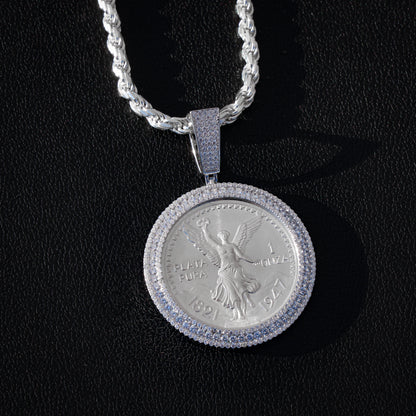 Iced Bezel Centenario Pendant - 925 Silver