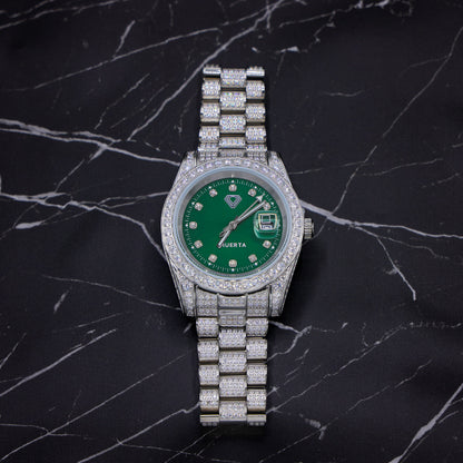 Iced Green Dial Huerta Watch - Stainless