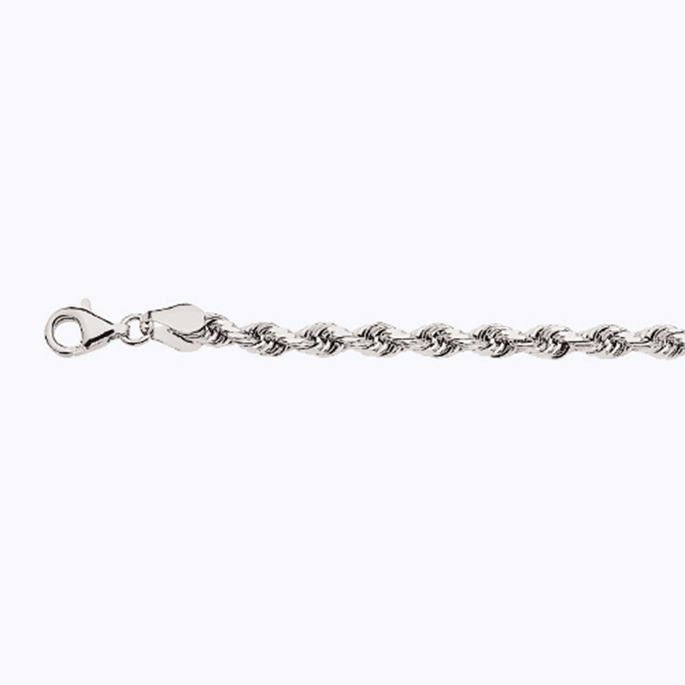 4mm Solid Diamond Cut Rope Chain - 14k White Gold