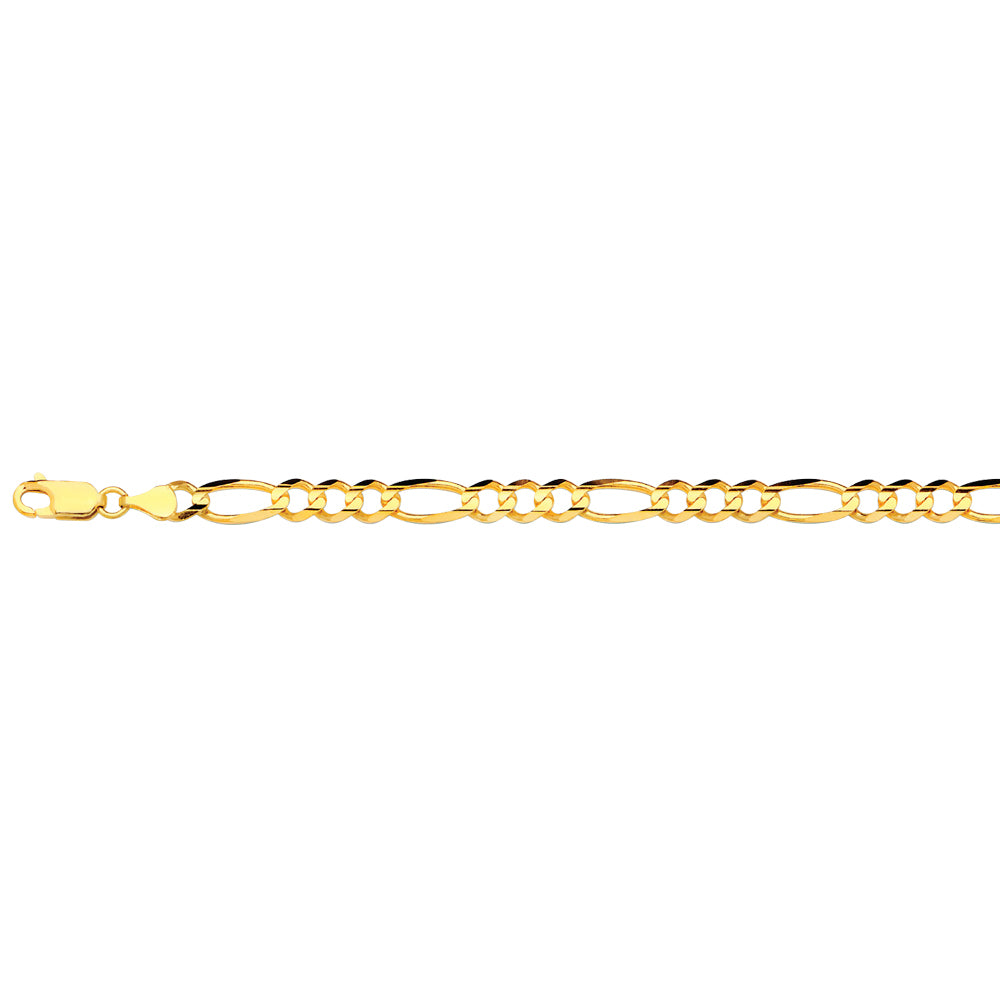 5.5mm Solid Figaro Chain - 14k Gold