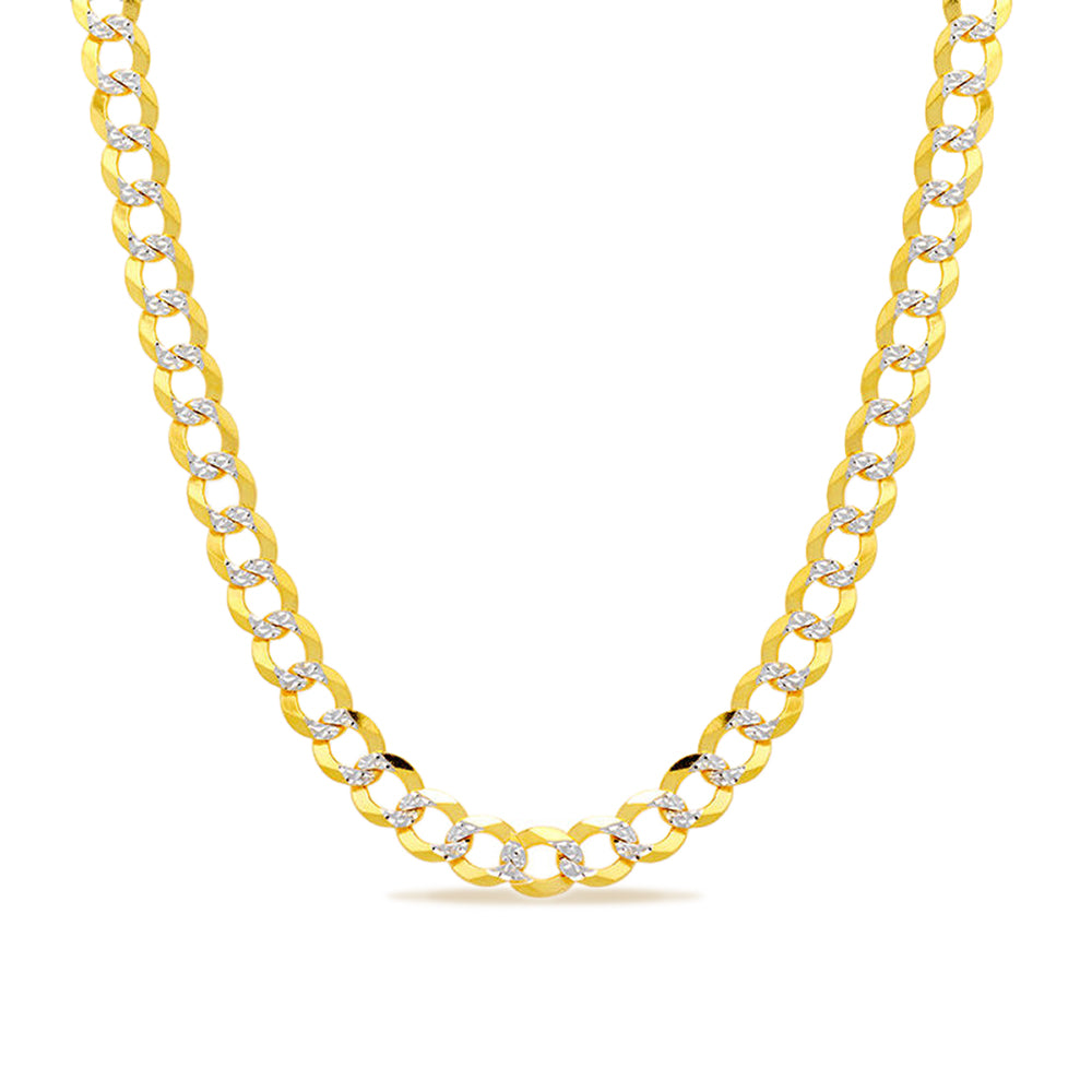 5.5mm Solid Pave Curb Cuban Chain - 14k Gold