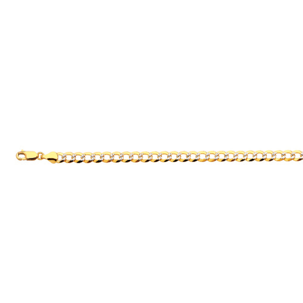 5.5mm Solid Pave Curb Cuban Chain - 14k Gold