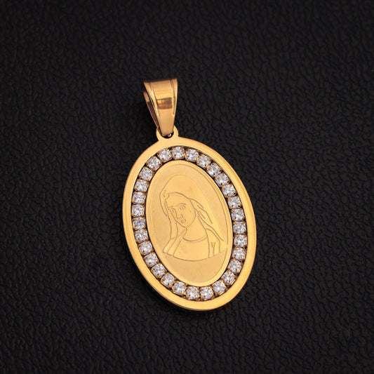 Oval Mary Pendant - Gold