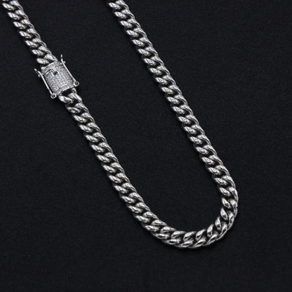 8mm Miami Cuban Chain (Iced Out Clasp) - Premium 316L Stainless