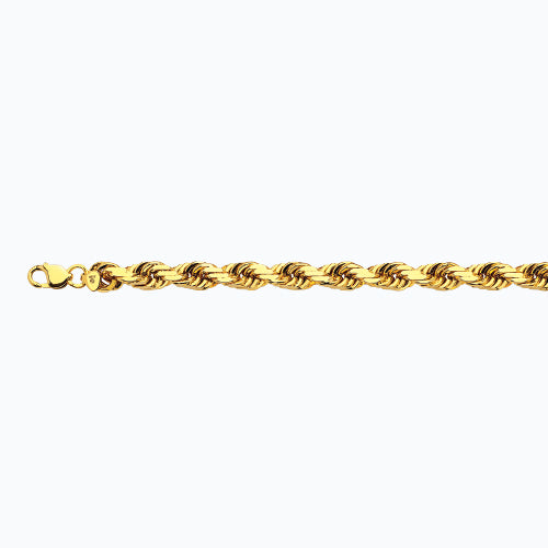 12mm Solid Diamond Cut Rope Chain - 14k Gold