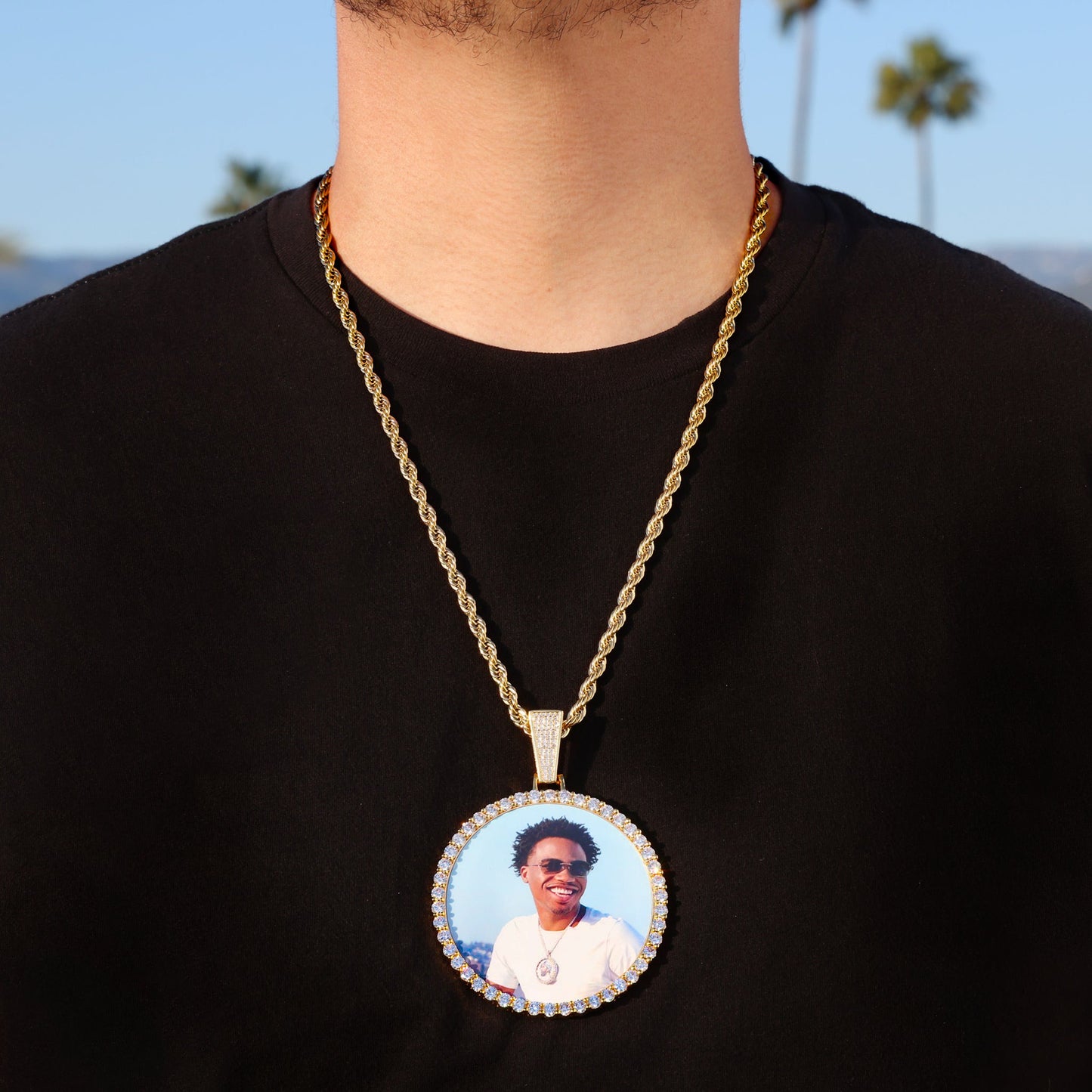 Custom XL Photo Pendant - Gold