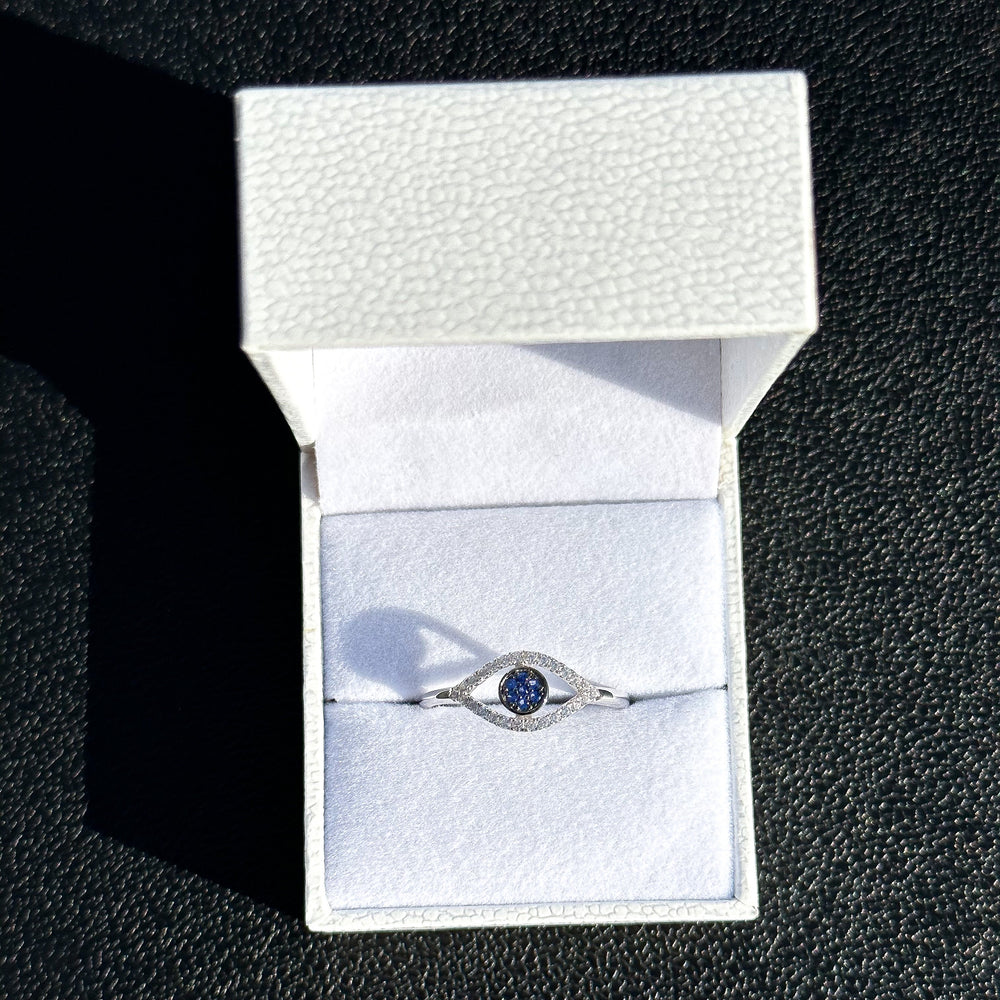 Evil Eye Diamond Ring - 925 Silver