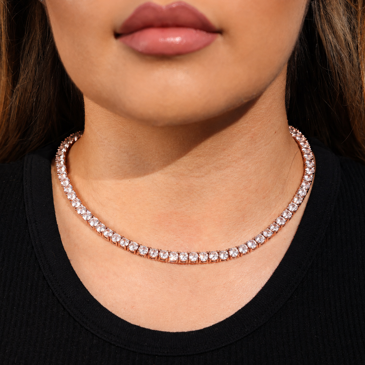 5mm Tennis Necklace - Rose Gold