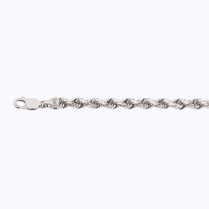 5mm Solid Diamond Cut Rope Chain - 14k White Gold