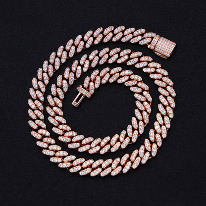 8mm Iced out Cuban Necklace - Rose Gold