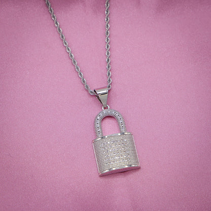 Icy Lock Necklace - White Gold