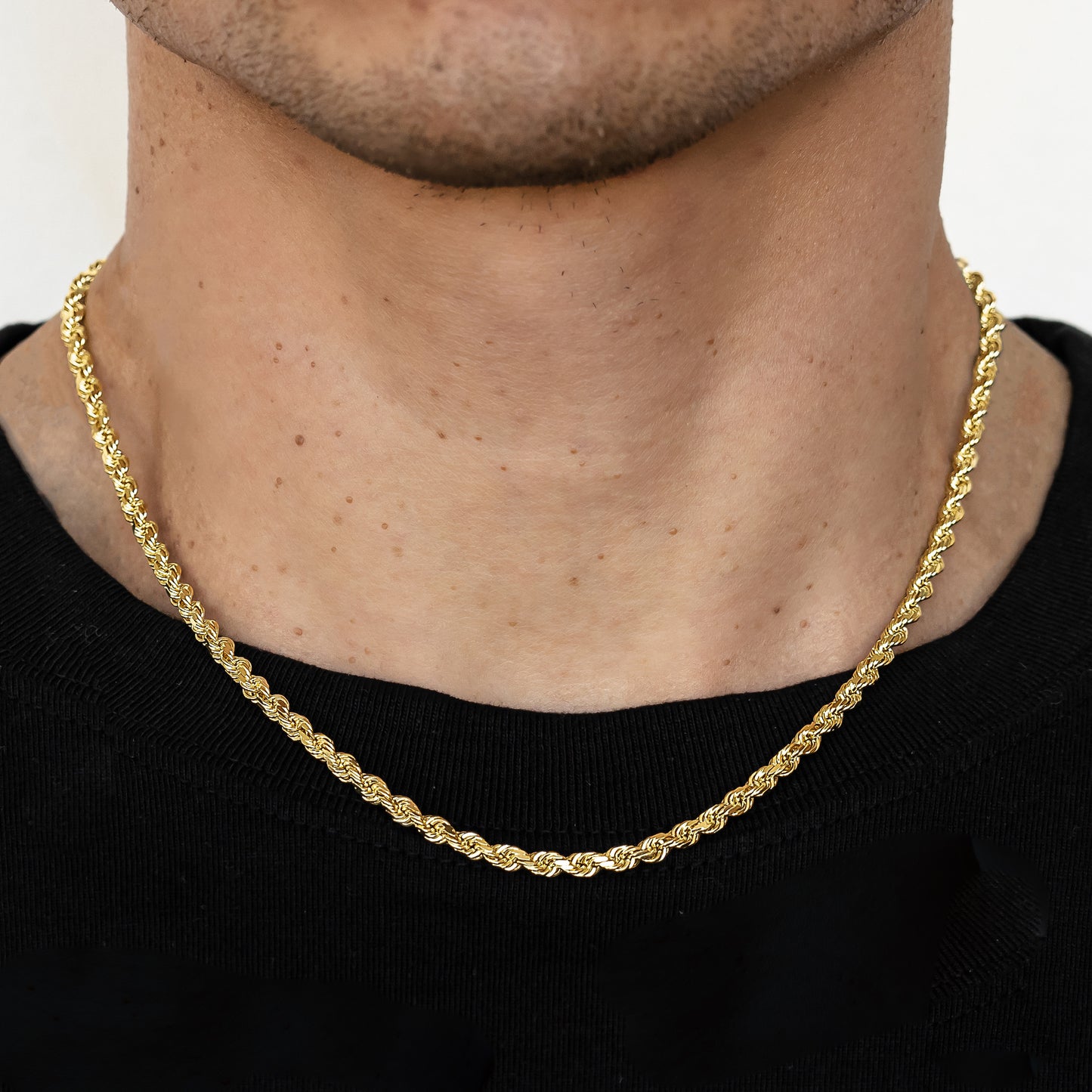 5mm Solid Diamond Cut Rope Chain - 10k Gold