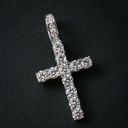 Moissanite Cross Pendant - Real 925 Silver