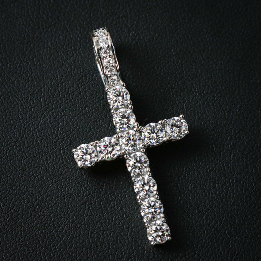 Moissanite Cross Pendant - 925 Silver