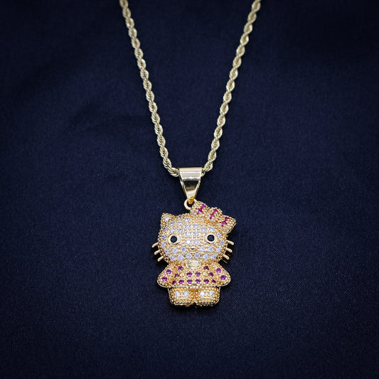 Small Icy Kitty Necklace - Gold