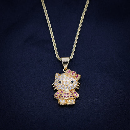 Small Icy Kitty Necklace - Gold