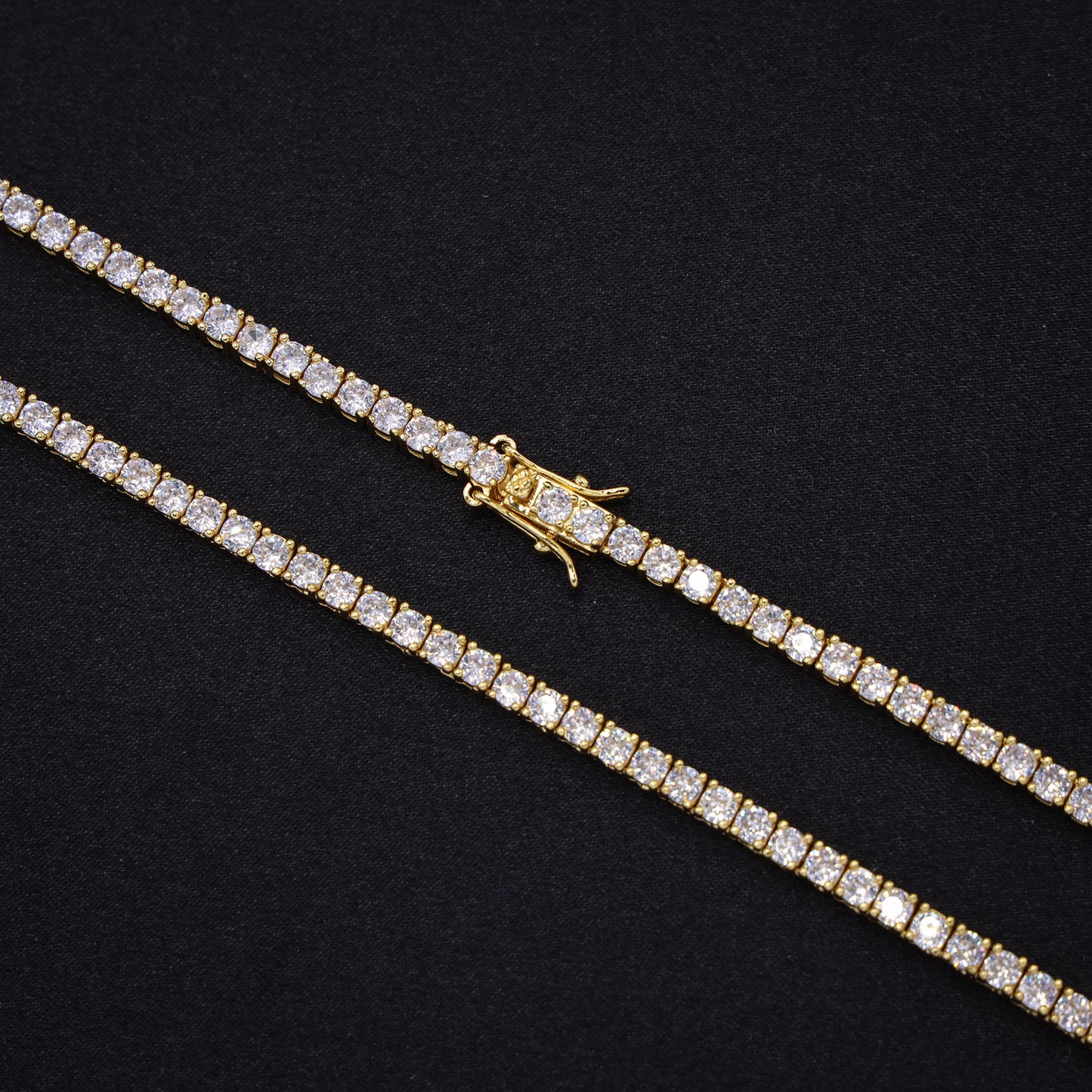 3mm Moissanite Tennis Chain - Gold over 925 Silver