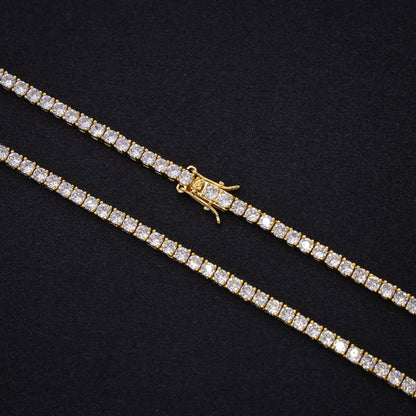 3mm Moissanite Tennis Chain - Gold over 925 Silver