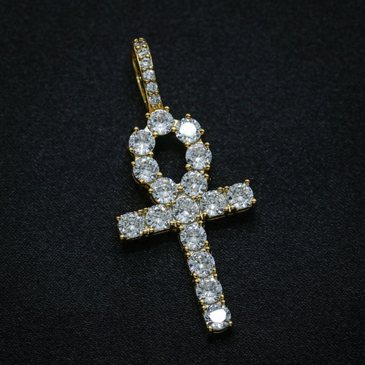 Diamond Ankh Cross Pendant - Gold