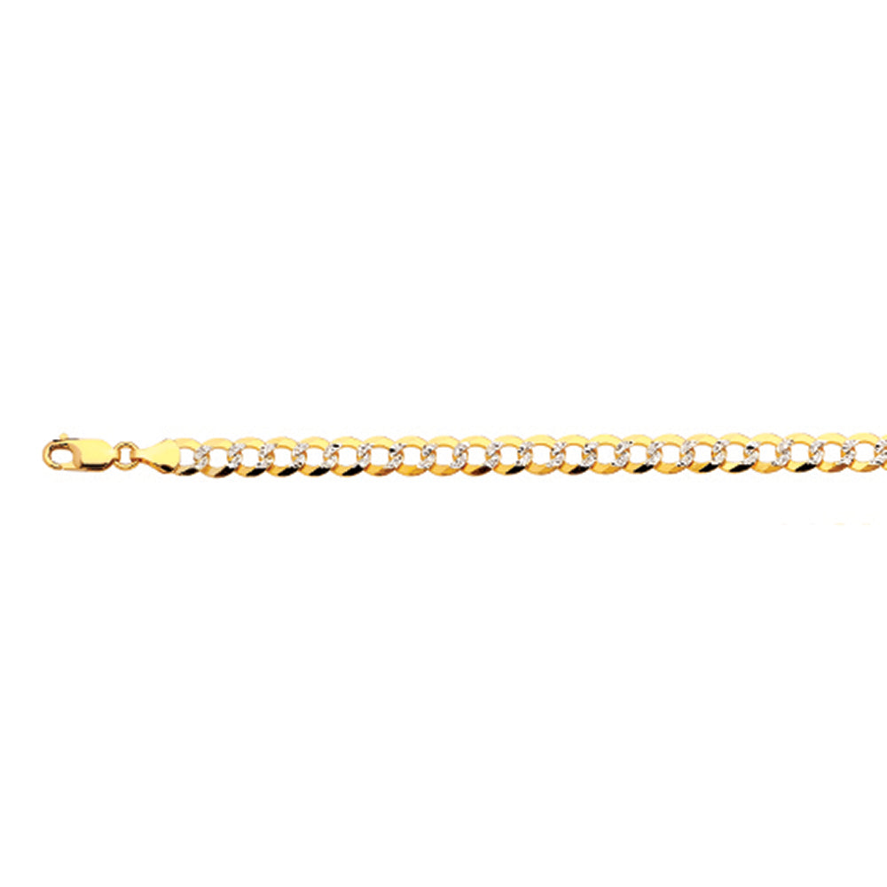 7mm Solid Pave Curb Cuban Chain - 14k Gold