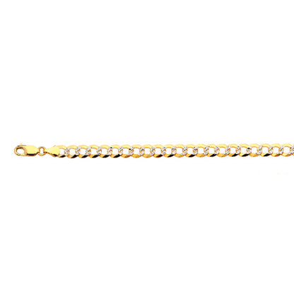 7mm Solid Pave Curb Cuban Chain - 14k Gold