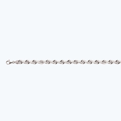 7mm Solid Diamond Cut Rope Chain - 14k White Gold