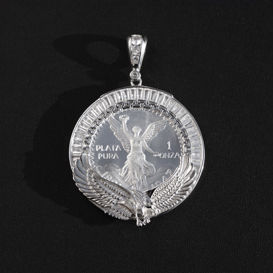 Baguette Eagle Centenario Pendant - 925 Silver