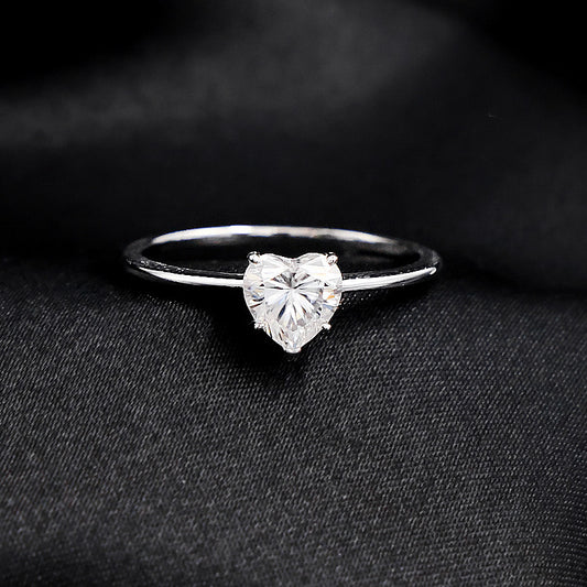 Heart Cut Moissanite Ring - 925 Silver