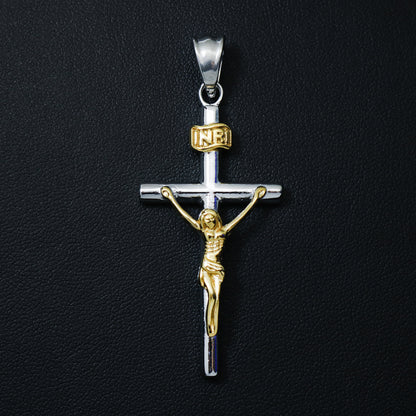Two-Tone Crucifix Pendant - Premium 316L Stainless