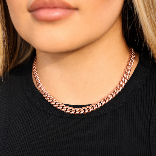8mm Miami Cuban Necklace - Rose Gold