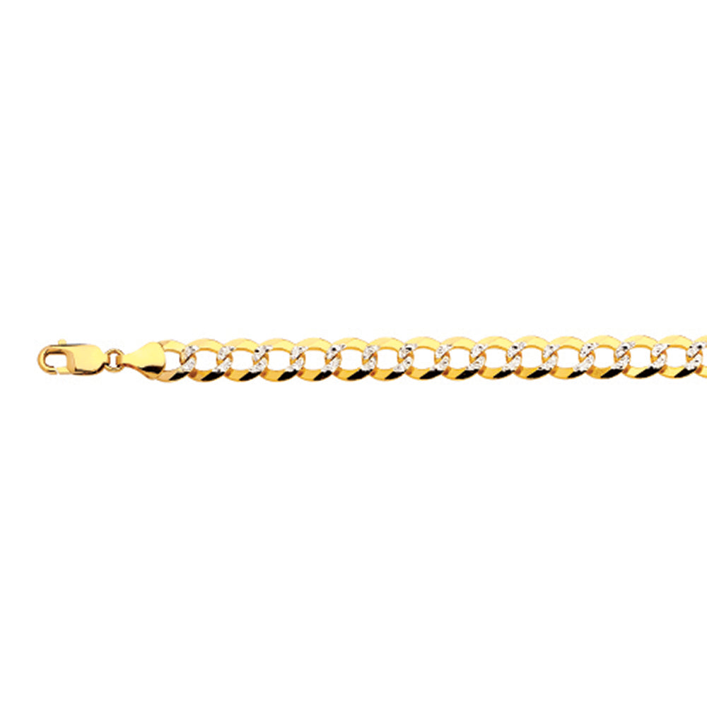 9.5mm Solid Pave Curb Cuban Chain - 14k Gold