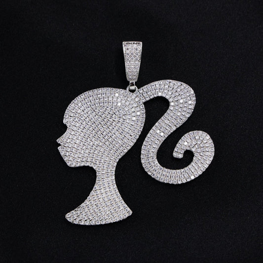 Iced Girl Pendant - White Gold