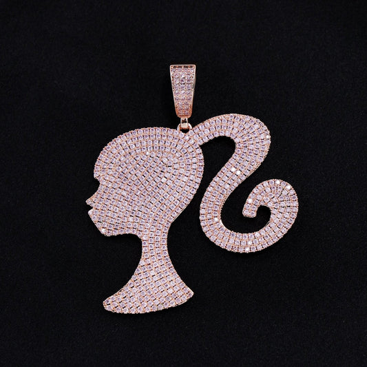Iced Girl Pendant - Rose Gold
