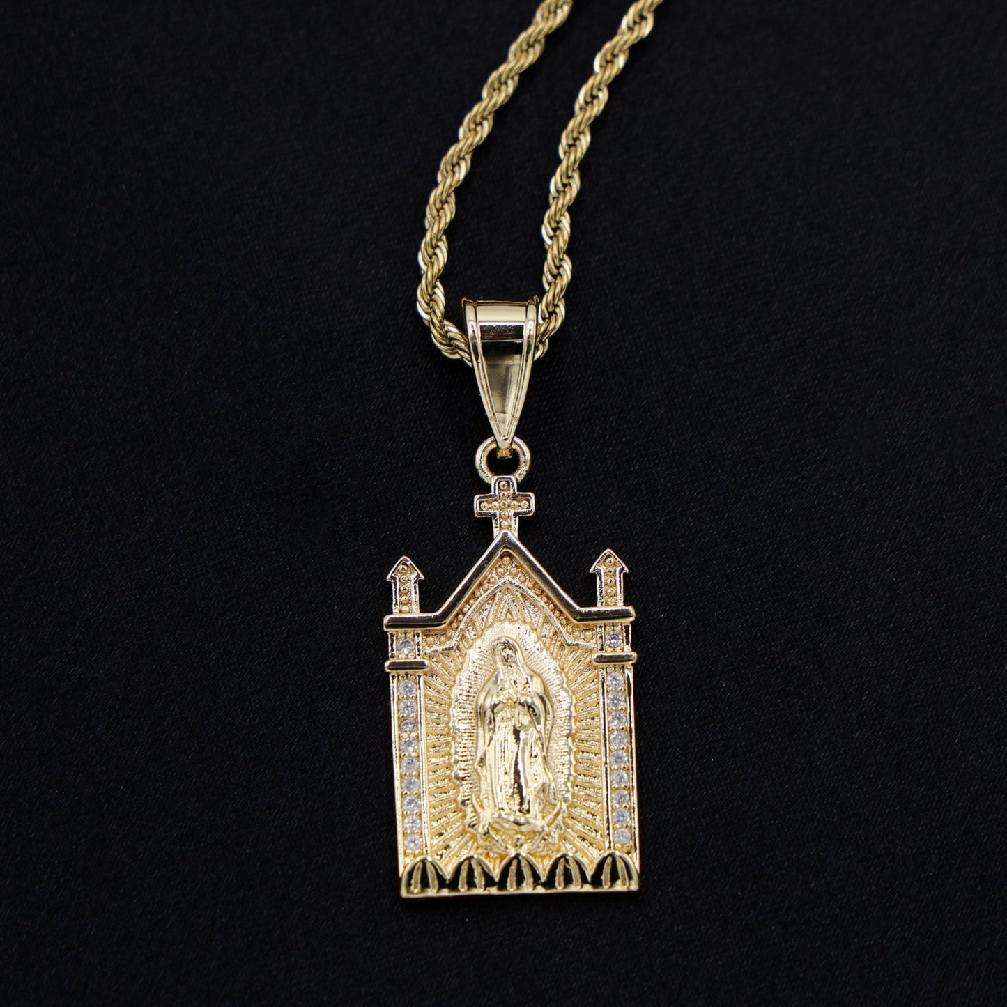 Virgin Mary Temple Necklace - Gold