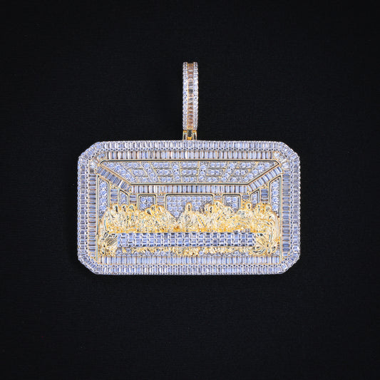 Iced Baguette Last Supper Pendant - Gold