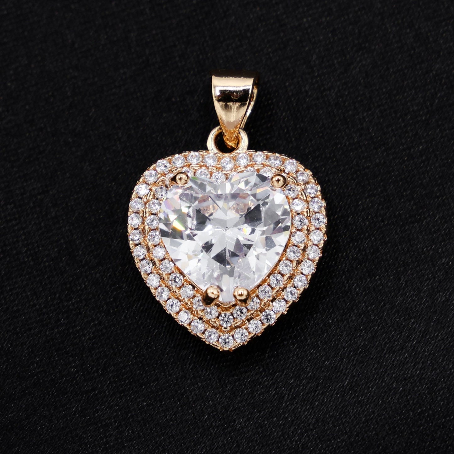 Iced Out Heart Necklace - Gold