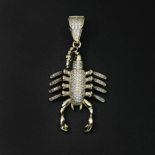 Iced Out Scorpion Pendant - Gold
