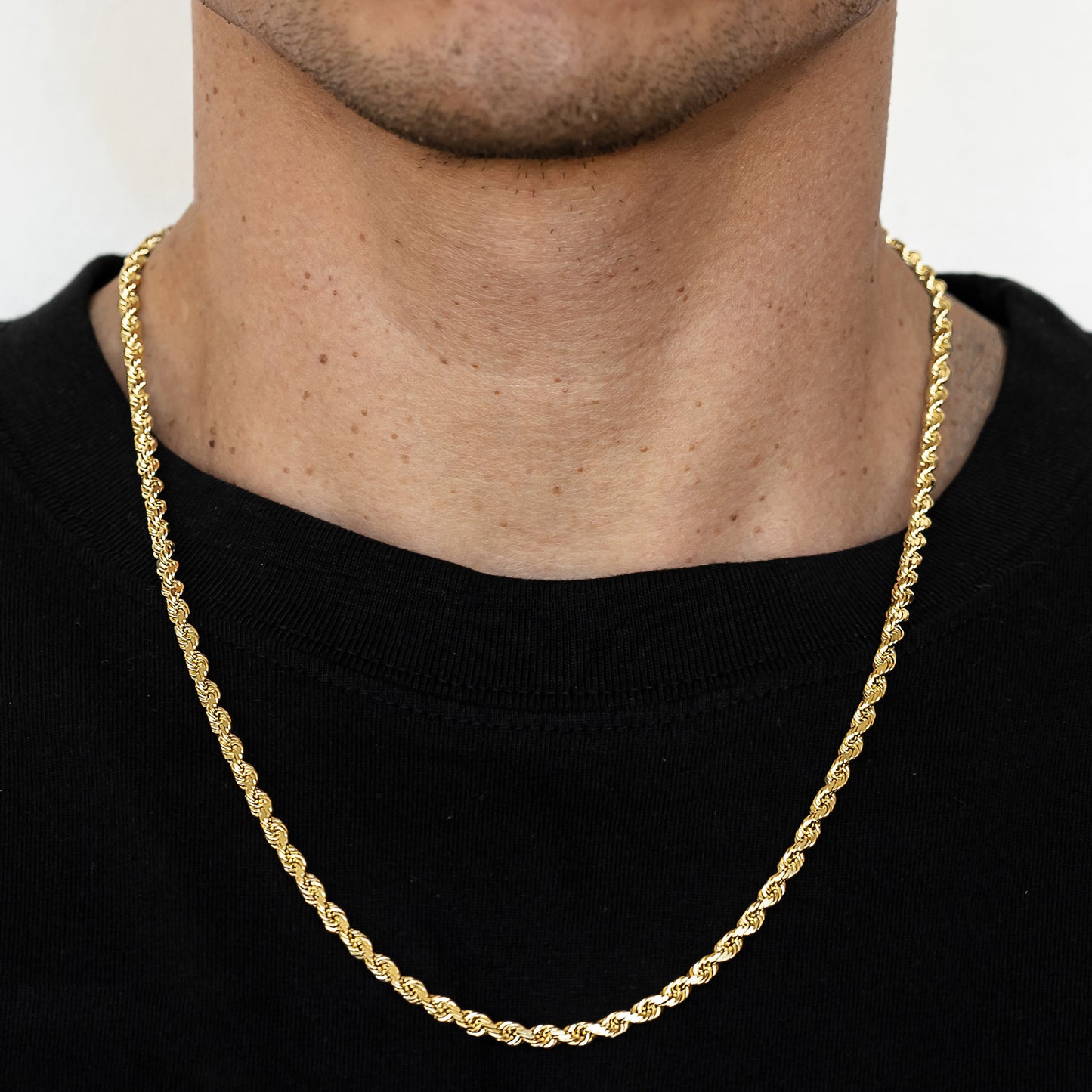 4mm Solid Diamond Cut Rope Chain - 10k Gold
