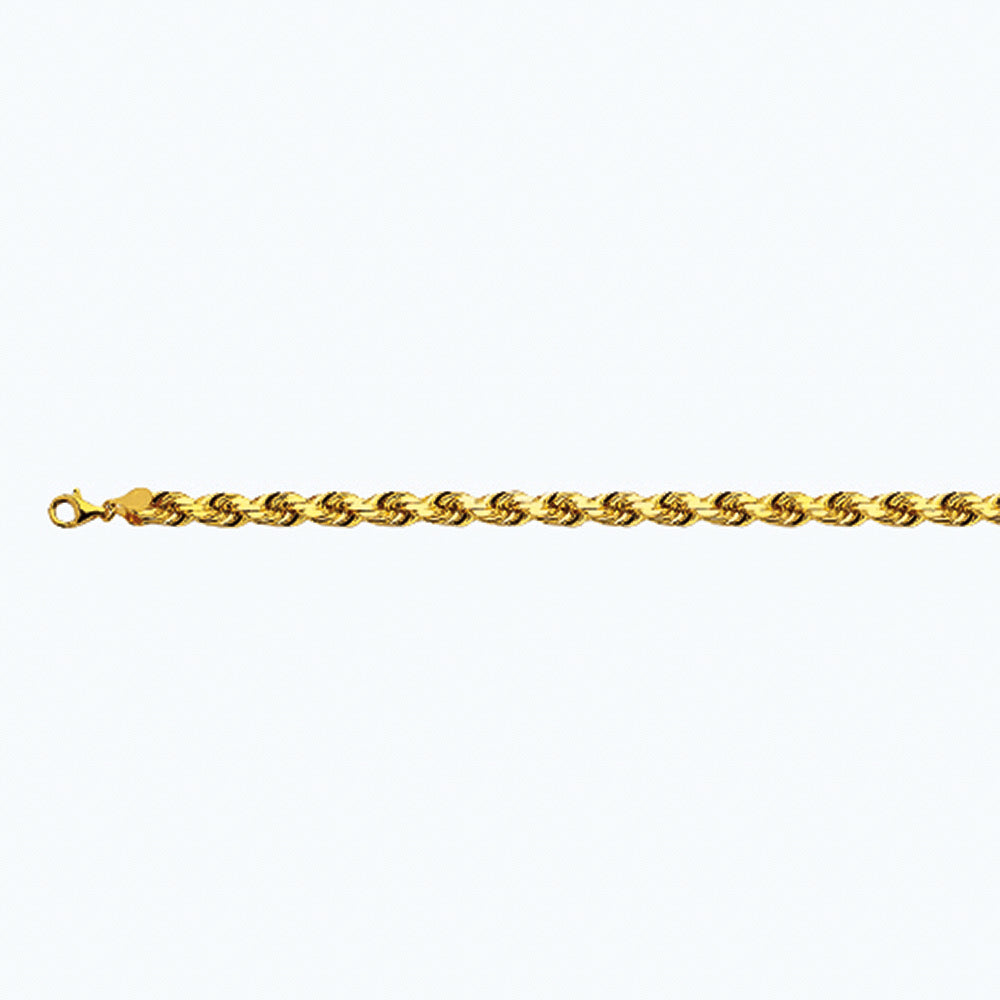 8mm Solid Diamond Cut Rope Chain - 14k Gold