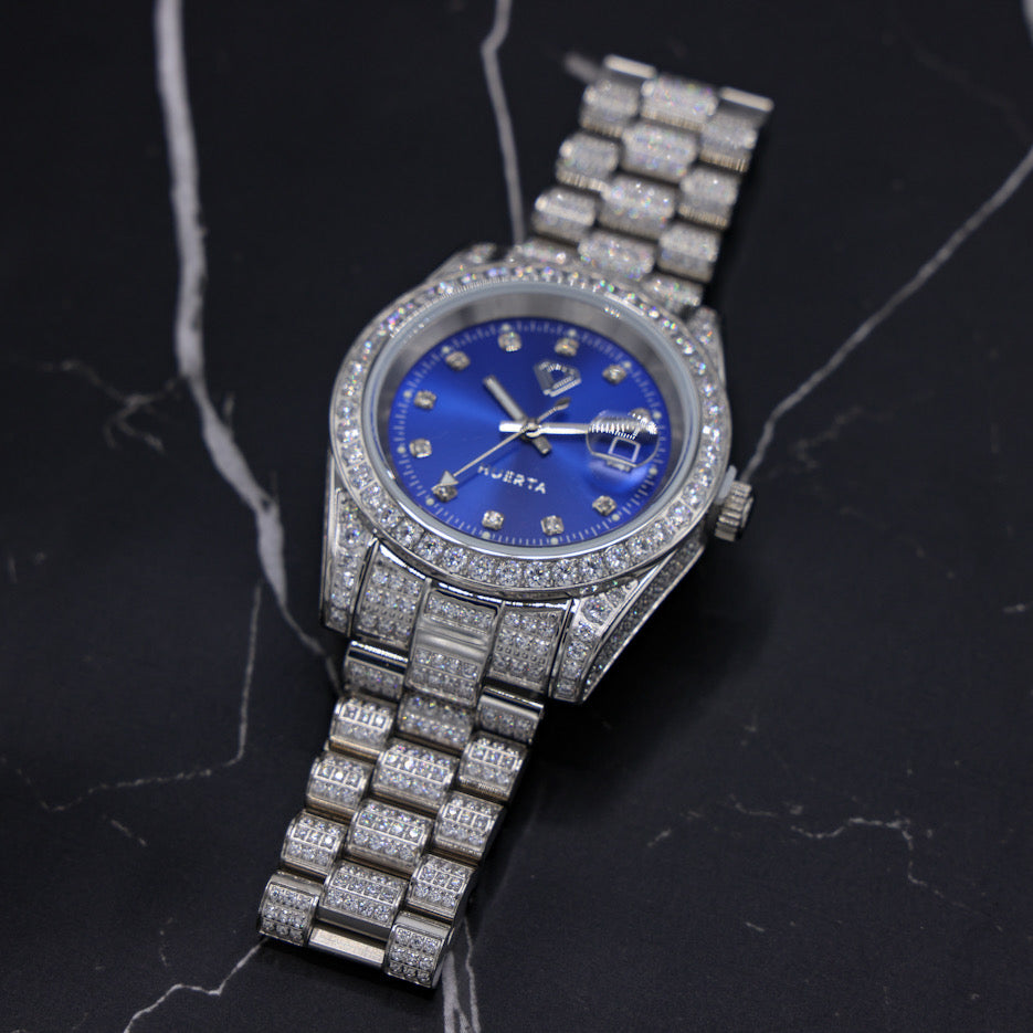 Iced Blue Dial Huerta Watch - Stainless