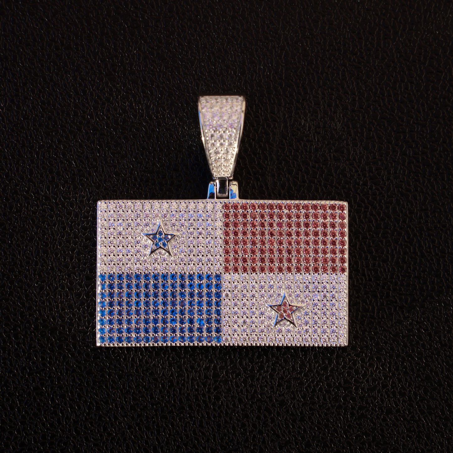 Iced Out Panama Flag Pendant - 925 Silver