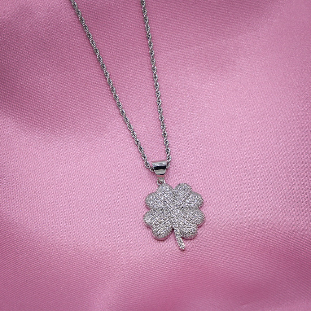 Icy Four Leaf Clover - White Gold