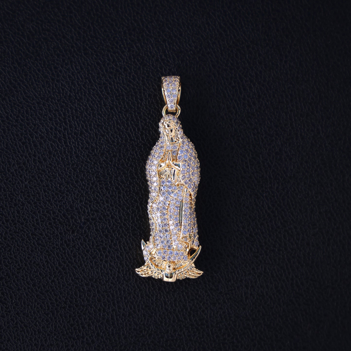 Iced Virgin Mary Pendant - Gold