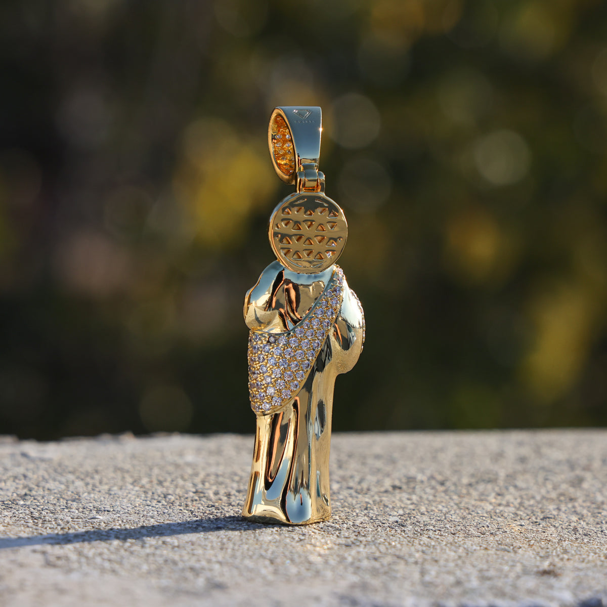 Iced 3D San Judas Pendant - Gold
