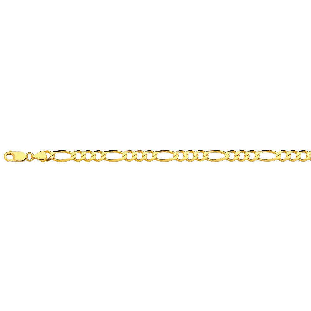 6.5mm Solid Figaro Chain - 14k Gold