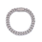 8mm Iced Out Cuban Bracelet - White Gold