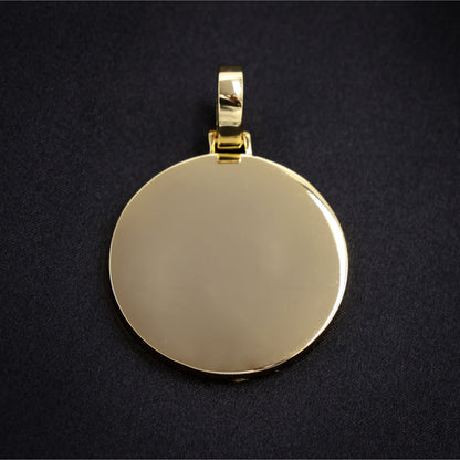 Custom Baguette Circle Photo Pendant - Gold