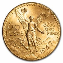 Authentic Mexican 50 Peso Centenario 22k Gold Coin (Random Year)